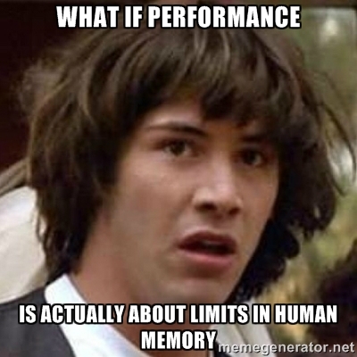 Conspiracy Keanu: What if Performance is actually about limits on human memory