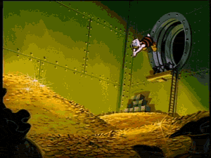 Scrooge McDuck diving into his pool of money