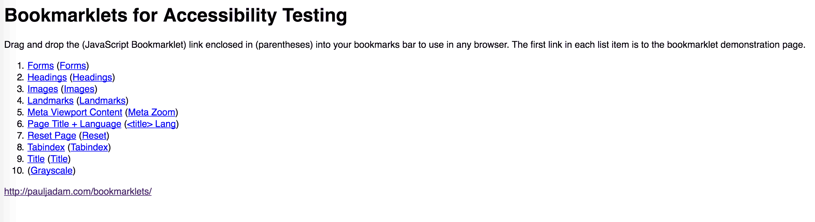 Paul's Bookmarklets page