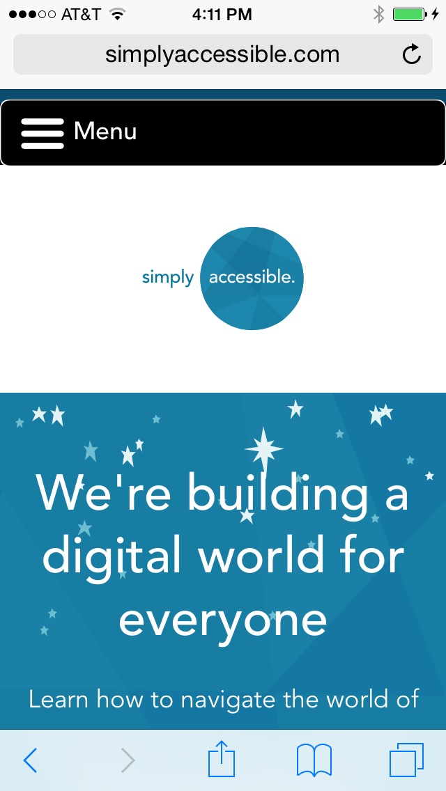 Mobile menu button goes full width on SimplyAccessible.com