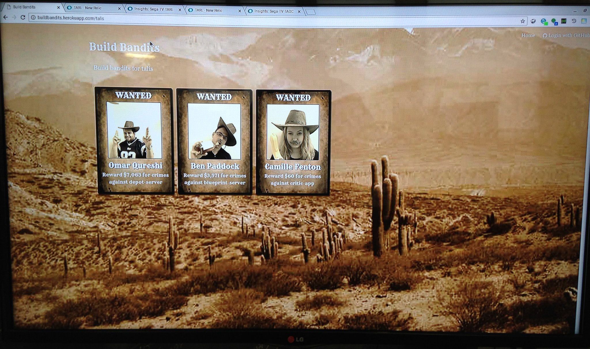 A TV monitor with broken build bandits wanted for bounty