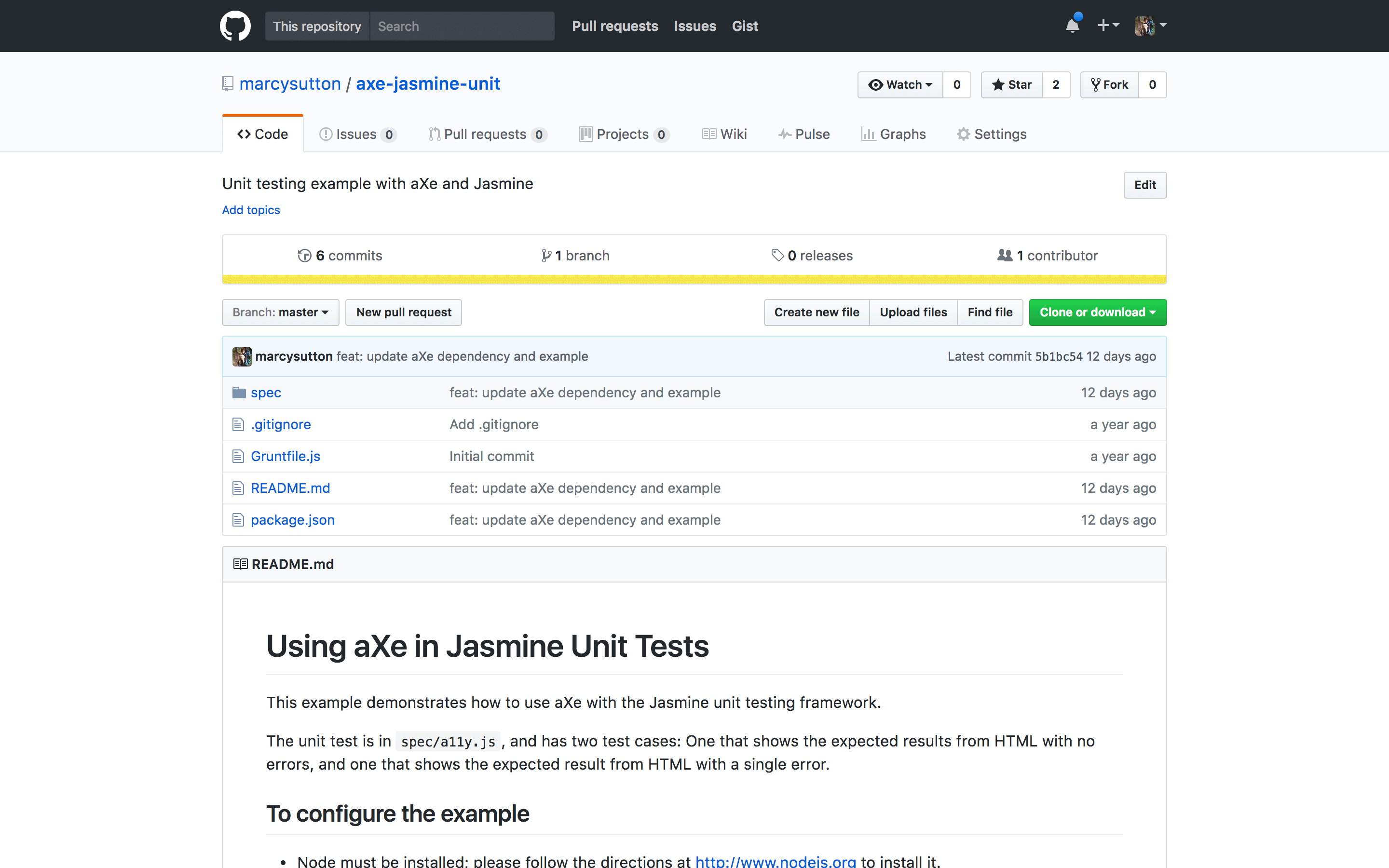 axe-jasmine-unit repository on Github