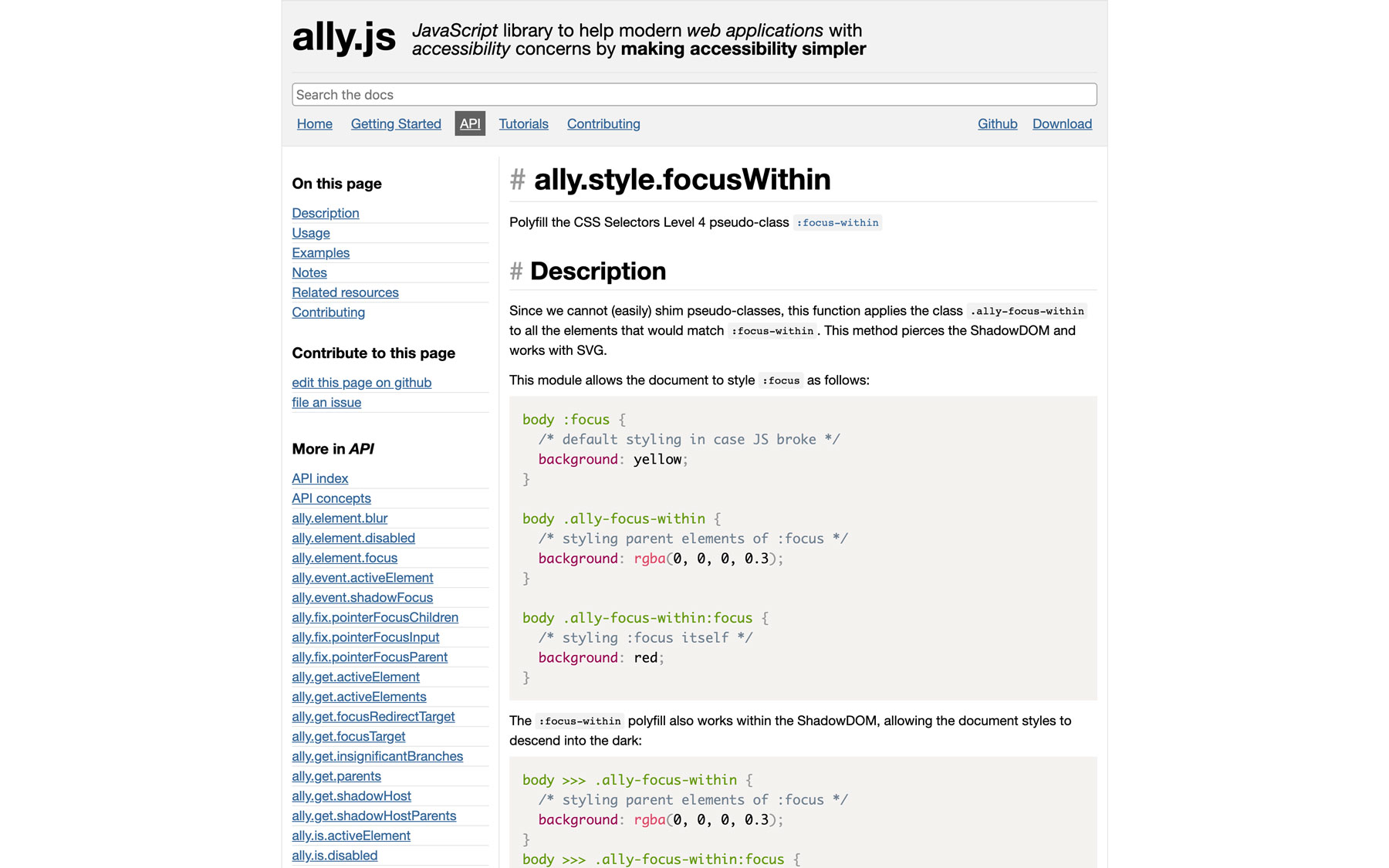 Ally.js Focus within polyfill