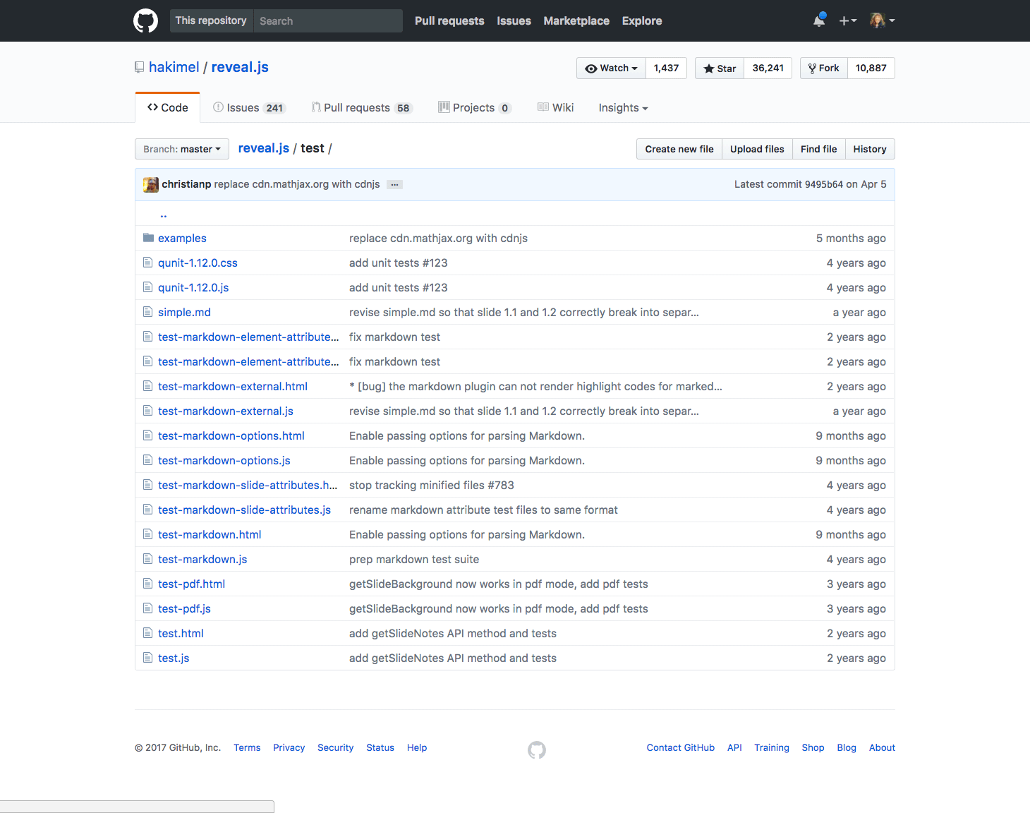 Reveal.js test directory